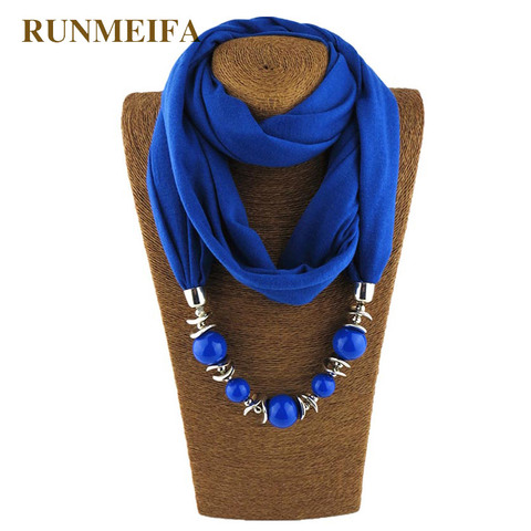 RUNMEIFA Pendant Necklace Scarf For Women Chiffon Cotton Scarf With Pendant Foulard Femme Accessories Scarf Free Drop Shipping ► Photo 1/6