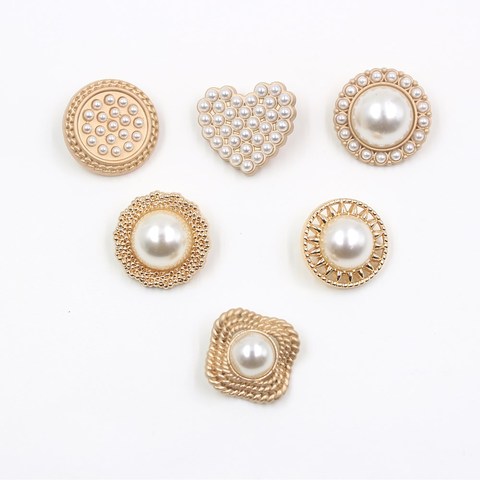 22mm  25mm 10pcs/lot Pearl metal buttons gold sweater coat decoration shirt buttons accessories DIY A-19512-471 ► Photo 1/6