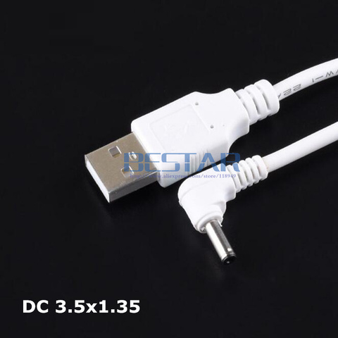 White DC Elbow Power cable Plug USB To DC 3.5*1.35 3.5*1.35mm 3.5mm x 1.35mm 3.5x1.35mm Jack Right Angle L shape charge Cable 1M ► Photo 1/3