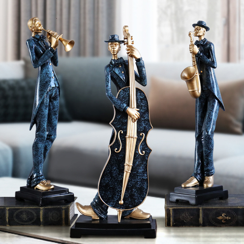 European Resin Musician Music Band Statues Decoration Home Livingroom Bar Cafe Desktop People Sculpture Figurines Crafts Decor ► Photo 1/6