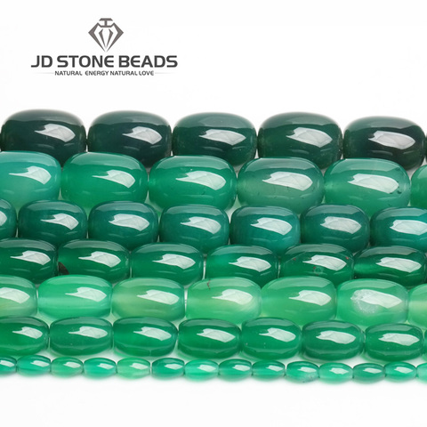 JD Stone Beads Free Shipping Green Agate Drum Barrel Shape Beads Semi-Finished Handmade Bracelet Beads Accessory ► Photo 1/6