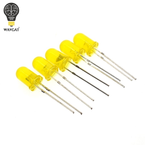 100pcs 5mm Diffused Yellow LED Diode DIP Round Wide Angle Through Hole 2 Pin LED Light Emitting Diode Lamp 580-590nm 2v. ► Photo 1/2