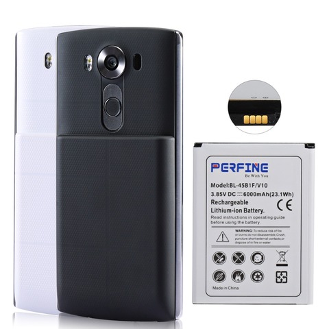 Perfine BL-45B1F For LG V10 H900 VS990 Extended Battery With Back Cover Case Black&White 6000mAh Mobile Phone Batteries ► Photo 1/6