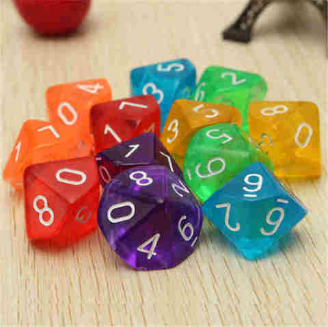 High Quality 5PCS/lots TRPG Pearlized Effect D10 Dice for Board games 10 Sided Games Dices Colorful Desktop Game ► Photo 1/4
