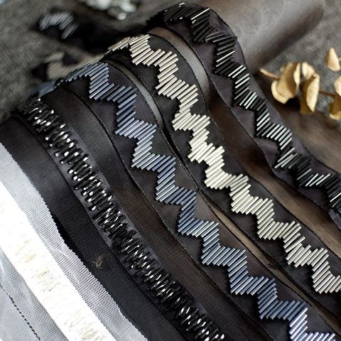 High-grade beaded mesh lace trim accessories DIY hand-stitched decorative lace material lace accessories ► Photo 1/6