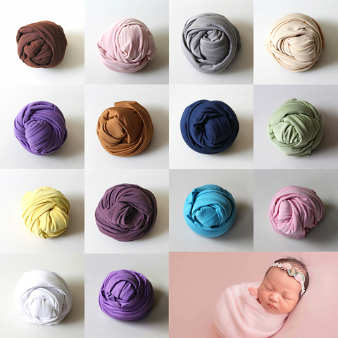 40*160cm Stretch Wrap Newborn Photography Props Accessories Baby Boy Girl Soft Elastic WrapsBlanket Multi-Colors Swaddlings ► Photo 1/6