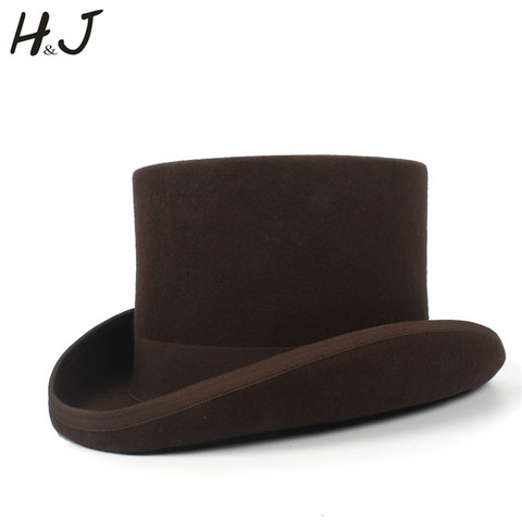 5Color Top Hat 15CM 4 Size Wool Women Men Top Fedora Hat Magician Coffee Steampunk Cosplay Punk Party Caps Dropshipping ► Photo 1/6