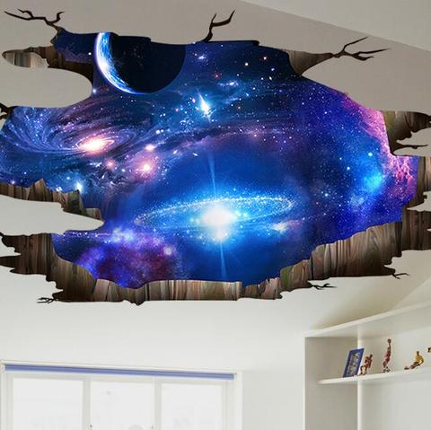Floor Wall Sticker 3D Removable Decals Wallpaper For Room Home Decoration Star sky # ► Photo 1/5