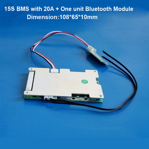15S 63V Li ion Smart  BMS with PC and APP software managment with balance function and high temperature detection function ► Photo 1/4