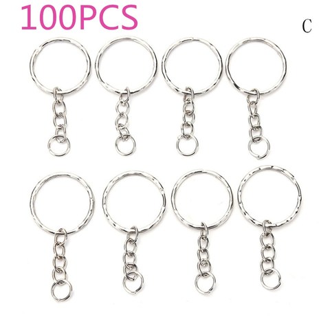 100/50 Pcs/Set Silvery Key Chains Stainless Alloy Circle DIY 25mm Keyrings 3 Styles Jewelry Keychain Key Ring ► Photo 1/6