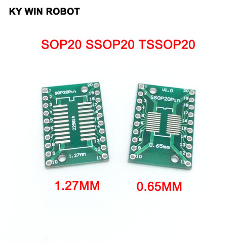 10pcs SOP20 SSOP20 TSSOP20 to DIP20 Pinboard SMD To DIP Adapter 0.65mm/1.27mm to 2.54mm DIP Pin Pitch PCB Board Converter Socket ► Photo 1/6