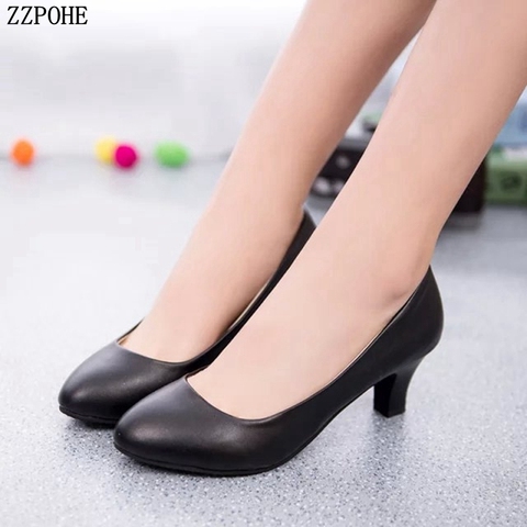 Plus Size 2022 Spring Autumn Fashion OL Office Lady Shoes Women's Leather High Heels Wedding Shoes Woman Comfortable Pumps ► Photo 1/1