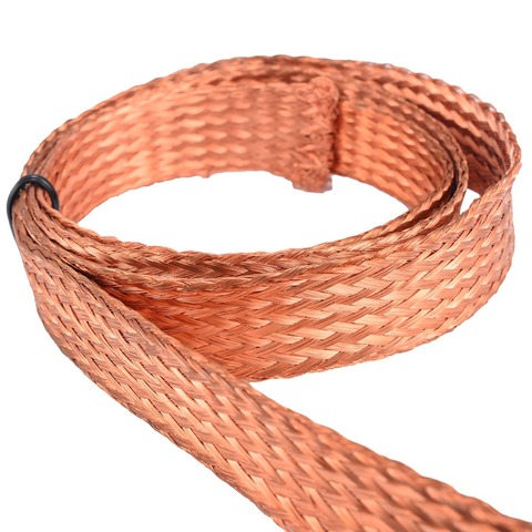 Pure Copper Flat Braid Cable 1m/3.3ft Length 15mm Width Bare Braid Wire For Connecting Ground Lead ► Photo 1/6