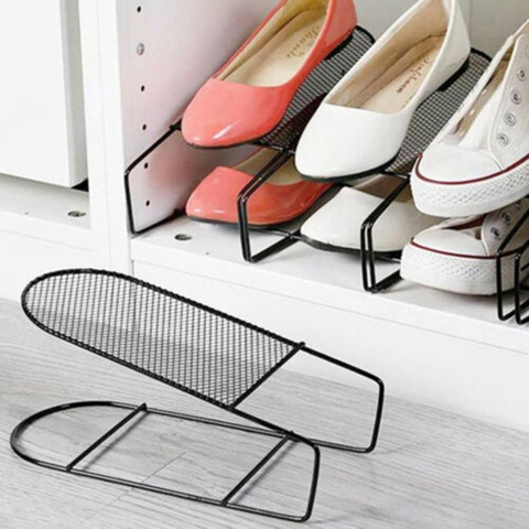 New Iron Double Shoe Rack Cabinet Stretcher Wardrobe Shoe Storage Organizer Shelves Stand For Footwear Home Storage Supplies ► Photo 1/6