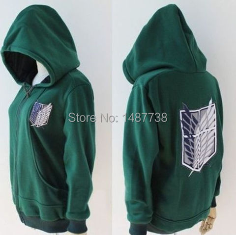 New Anime Attack on Titan Cosplay Costumes Hoodie Green Black Scouting Legion Hooded Sweater for Unisex shingeki no kyojin ► Photo 1/6