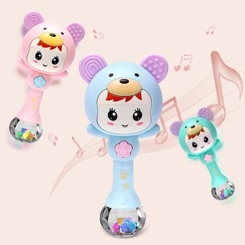 LED Glowing Hand Rattle Music Sand Hammer Soft Teether Development Baby Toy Rattle Plastic Hand Bell Intelligence Grasping Balls ► Photo 1/6