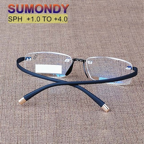 SUMONDY Upscale Extremely Flexible Temple Rimless Reading Glasses Men Women Spectacles Magnifying Vision Presbyopic Eyewear R104 ► Photo 1/6