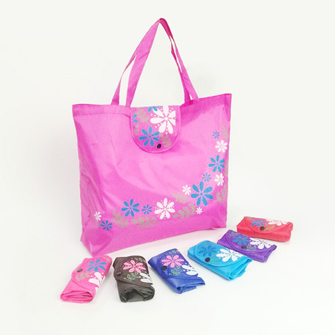 Folding Tote Shopping Bag Women Men Casual Eco Reusable Shopping Flower Button Pouch Case Travel Solid Handbag shopper bags ► Photo 1/6