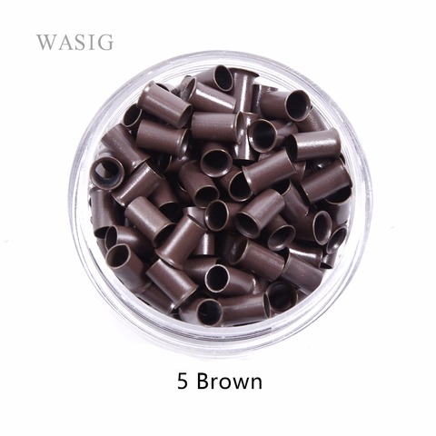 3.4mm 1000pcs Long Euro Lock Flared Flaring Micro Copper Tube Rings Beads Links Human Hair Extensions tools 5# brown ► Photo 1/6
