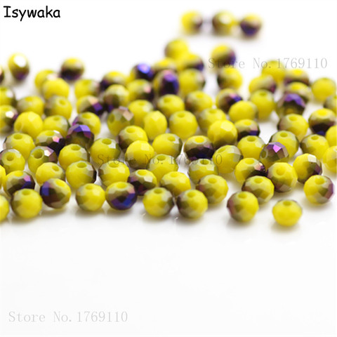 Isywaka Solid Yellow Purple Colors 4mm 145pcs Rondelle Austria Crystal Glass Beads Loose Faceted Round Beads Jewelry Making ► Photo 1/6