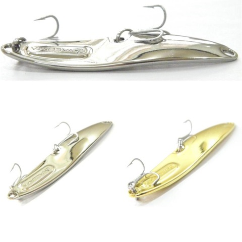 wLure 10g 15g Silver Gold Plating 2 VMC Treble Hooks on one Size Curved Spoon Good for Saltwater and Fresh Water Fishing SP256 ► Photo 1/6