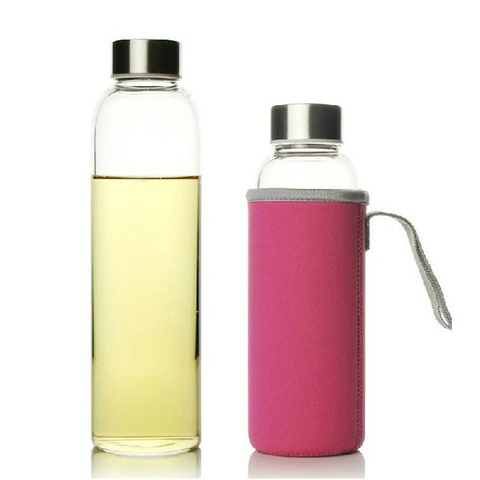 UPORS Glass Water Bottle 280ml/360ml/550ml Sport Bottle with Stainless Steel Lid and Protective Bag BPA Free Travel Drink Bottle ► Photo 1/6