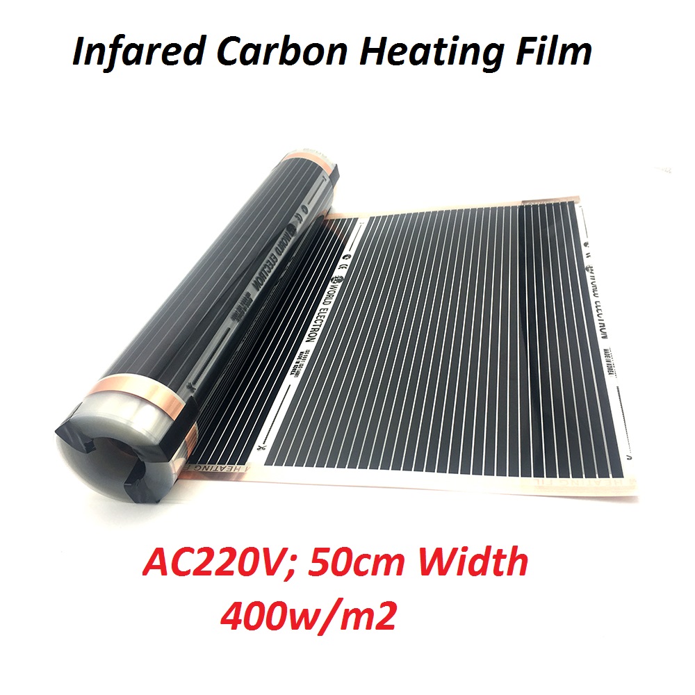 400w/m2 Infrared Carbon AC220V Underfloor Heating Film Low Electrical Warm Mat 