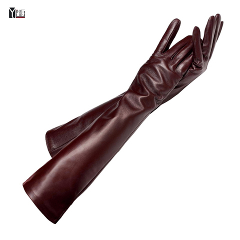Free shipping 2022 winter lady fashion sheepskin leather gloves women genuine leather mittens female long styleArm sleeve zp001 ► Photo 1/6