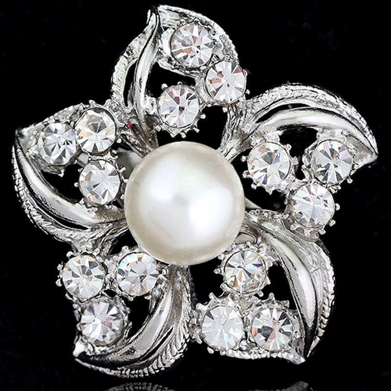 Women Bridal Rhinestone Crystal Pearl Brooch Pin Luxury Wedding Jewelry Party