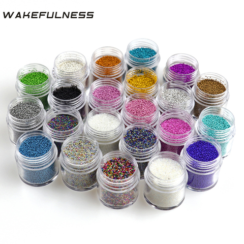 WAKEFULNESS 10g/jar Nail Caviar Beads 0.6-0.8mm Colorful Mini Glass Beads for Nail Charms Manicure 3D Nail Art Decorations ► Photo 1/6