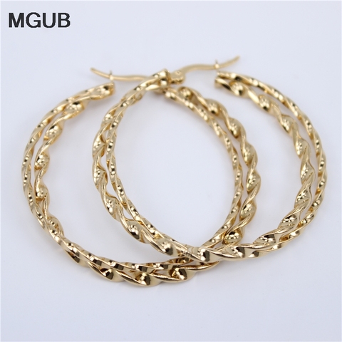 Gold color Hoop Earrings Big Circle Earring Fashion Jewelry for Women Girls Ear Clip korean Earrings 2022 LH704 ► Photo 1/6