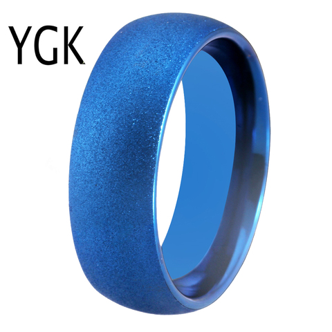Classic Men's Ring For Women 8mm Blue Sandblasted Tungsten Carbide Ring Comfort Fit Wedding Band Anniversary Gift Drop Shipping ► Photo 1/4
