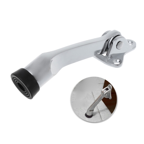Zinc Alloy Satin Chrome Lever Door Stopper With Rubber Feet Mounted Holder ► Photo 1/6