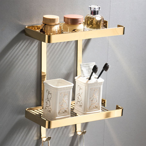 Bathroom Shelf Shower Shampoo Soap Cosmetic Shelves Brass Shower Rack  Square Black/Gold Bathroom Storage Organizer Rack Holder - Price history &  Review, AliExpress Seller - Pingyang Danyang Sanitary Wares Store