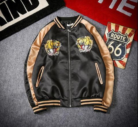 Embroidery Tiger Bomber Jacket Men Jacket Streetwear Hip Hop Baseball Jacket US Size M-XXL ► Photo 1/6