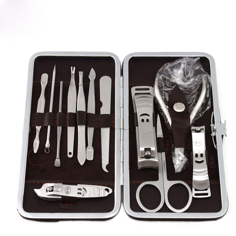 12 Pcs Stainless Steel Nail Art Manicure Set Tools Kits Nails Clipper Scissors Tweezer Knife Manicure Case For Pedicure Set ► Photo 1/6