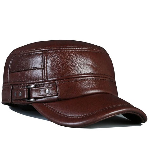 2022 Men's genuine leather baseball cap hat brand new spring real cow leather beret caps hats ► Photo 1/5