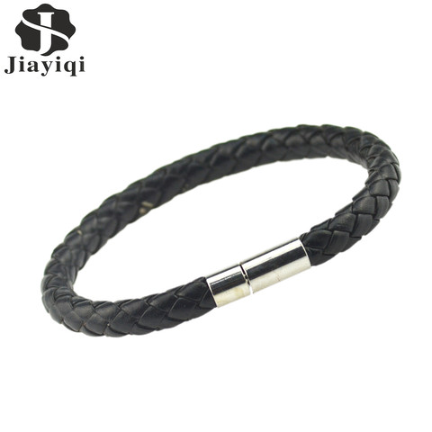 Jiayiqi PU Leather Bracelets Simple Braided Dark Brown Bracelets & bangle for Women Men Jewelry Fashion Accessory Wholesale 22cm ► Photo 1/5