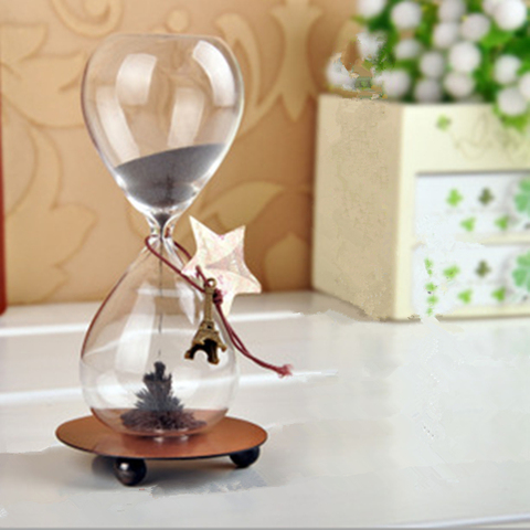 Hand-Blown Hourglass Creative Magnetic Sand Timer Clock Ampulheta Home Decoration Crafts Valentine's Day Present ► Photo 1/1