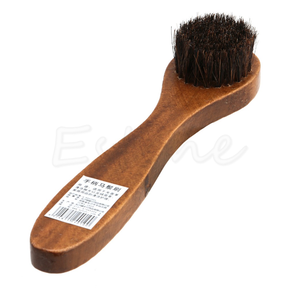 Useful Wooden Bristle Hair Pro Shoe Brush Cleaning Shine Polish Buffing Brushes 