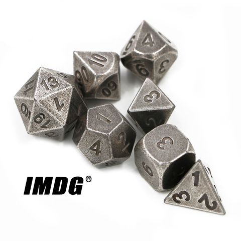 IMDG 7pcs/set Creative RPG Game Dice Polyhedron Metal Dice DND Different Nickel Color Digital Game Dice ► Photo 1/3