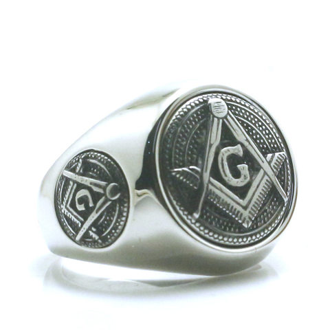 Size 7 To Size 15 Mens Boys 316L Stainless Steel Cool Newest 3 logos Freemasons Personal Design Cool Ring ► Photo 1/4