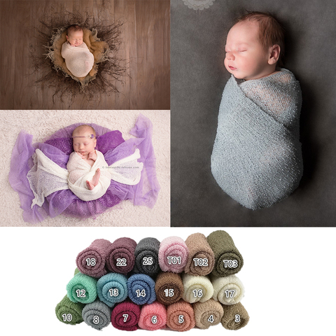 Knit Stretch Wraps Swaddle for Newborn Photography Props Baby Kids Wrap Receiving Blankets Cloth Accessories for Photo shooting ► Photo 1/6
