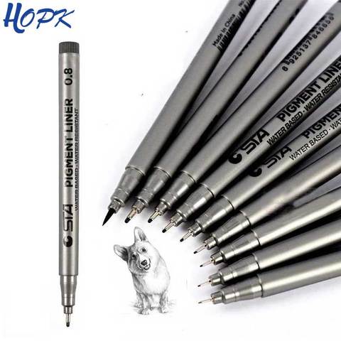 STA Black micron pen Hook Liner sketch markers Drawing Waterproof Fade Proof Art Supplies Manga Comic Handwriting Brush Pen ► Photo 1/6