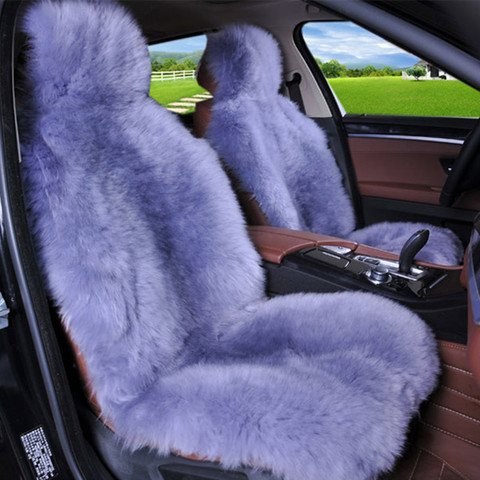 Winter 100% Natural Long Wool Car Seat Cover Mat Warm Australian Sheepskin Fur Auto Seat Cushion Plush Universal Size  1 piece ► Photo 1/6