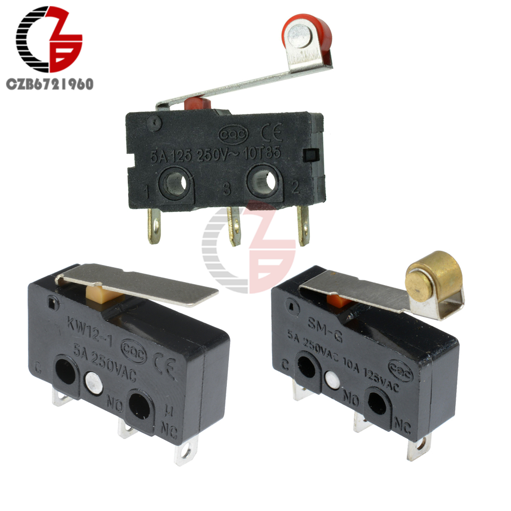 5Pcs Micro Roller Lever Arm Open Close Limit Switch KW12-3 PCB Microsw.bf 