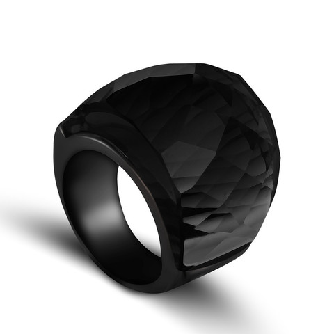 ZMZY 2022 New Fashion Black Large Rings for Women Wedding Jewelry Big Crystal Stone Ring 316L Stainless Steel Anillos ► Photo 1/6