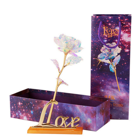 YO CHO Artificial Flowers 24k Gold Rose with Box New Year Valentine\x27s Day Gift/Present Foil Flowers Home Decor Fake Roses ► Photo 1/6