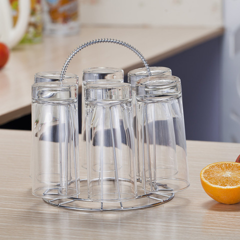 Stainless Steel 6 Cups Mug Glass Stand Holder Drying Shelf Home Kitchen Hanging Drainer Storage Rack Accessories ► Photo 1/6