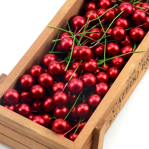 30pcs Red Pearl Plastic Stamens Bead Artificial Flower small Berries Cherry For Wedding Christmas Cake Box Wreaths Decoration ► Photo 1/6